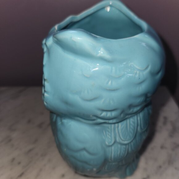 World Market Teal Ceramic Owl Utensil Holder / Vase - Picture 6 of 7